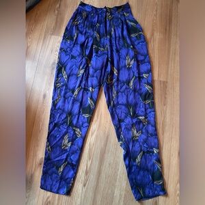 Vintage 1980s Ann Taylor vibrant silk floral pants